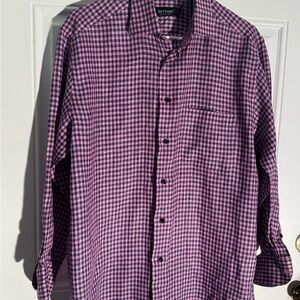 St. Croix Men's Pink and Blue Checkered Button Down Shirt